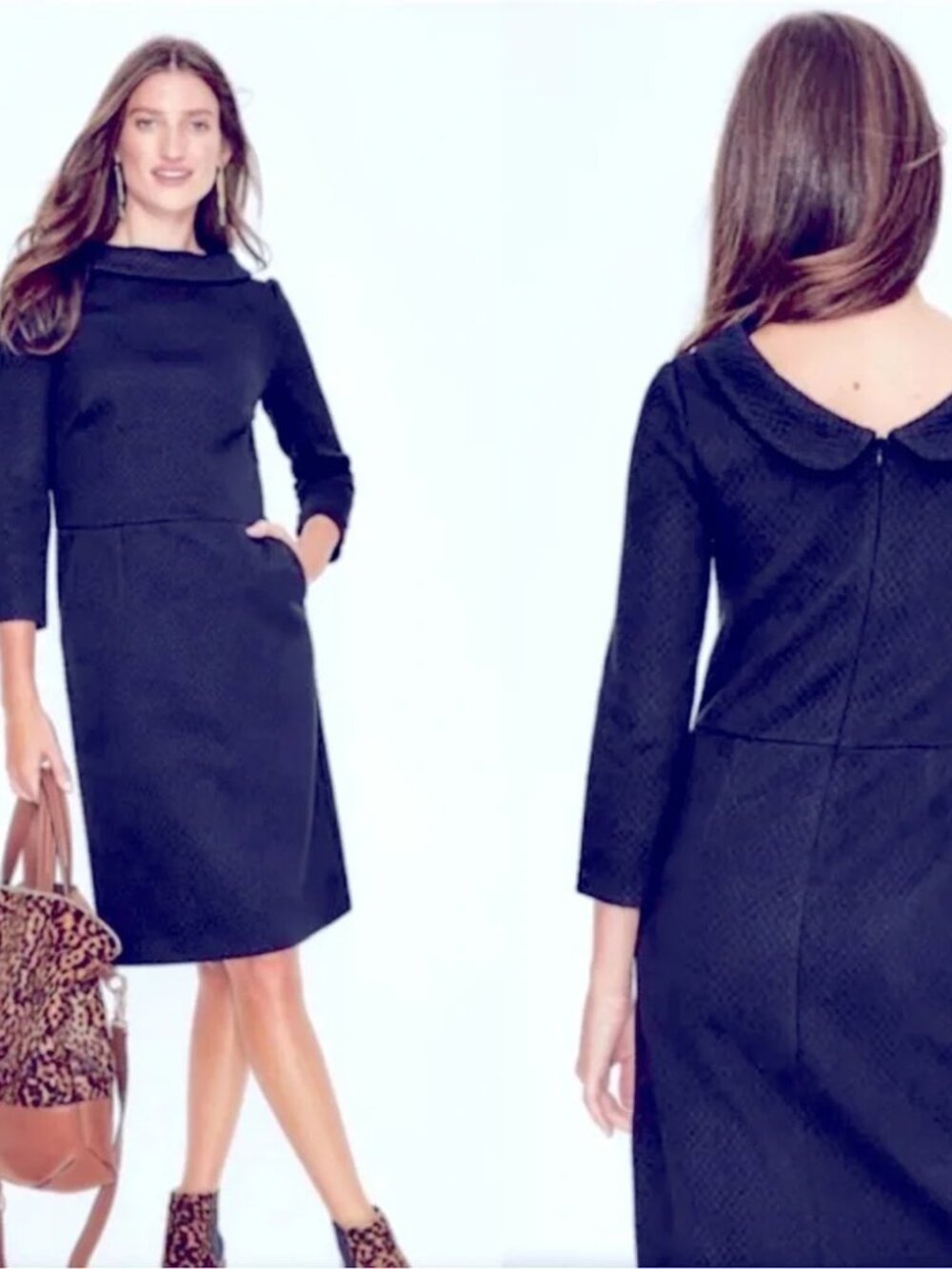 Boden Estella Jacquard Navy Dress